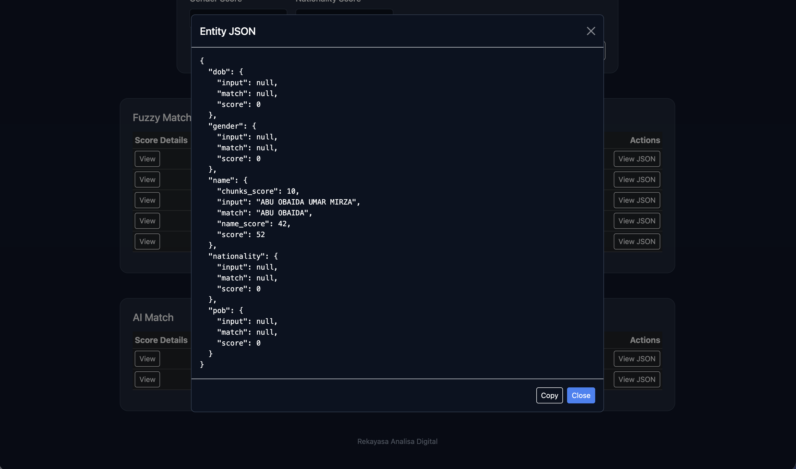 Erica Name Screener - Entity JSON Viewer